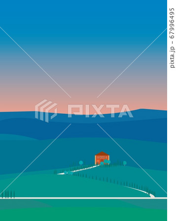 ヴァル・ドルチャ　val　d'orcia　トスカーナ　toscana　夏　夕暮れ 67996495