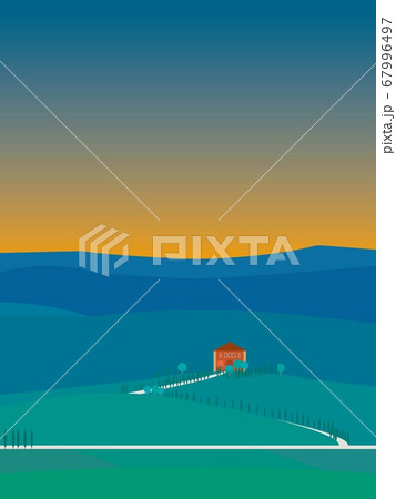 ヴァル・ドルチャ　val　d'orcia　トスカーナ　toscana　夏　夕暮れ 67996497