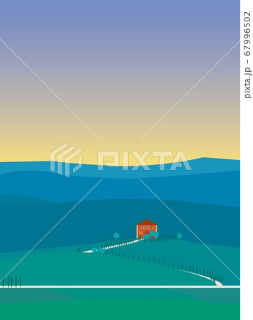 ヴァル・ドルチャ　val　d'orcia　トスカーナ　toscana　夏　夕暮れ 67996502