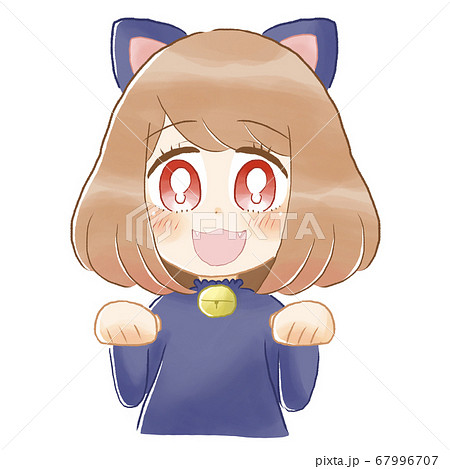 猫耳コスプレする女性 67996707