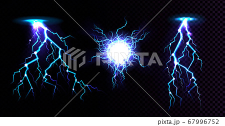 Electric ball and lightning strike, impact place 67996752