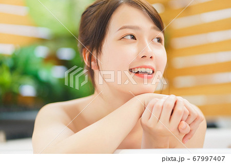 Woman, bathroom, relax 67997407