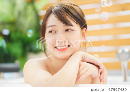 Woman, bathroom, relax Woman, bathroom, relax 67997480