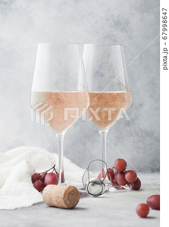Glasses of pink rose homemade summer refreshing 67998647