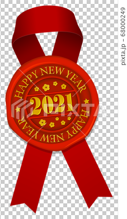 2021 年賀状素材/ Happy New Year シーリングワックス(封蝋) &リボン イラスト 2021 年賀状素材/ Happy New Year シーリングワックス(封蝋) &リボン イラスト 68000249