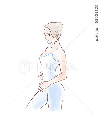 おなか周りのダイエットに挑戦する女性 おなか周りのダイエットに挑戦する女性 68001129