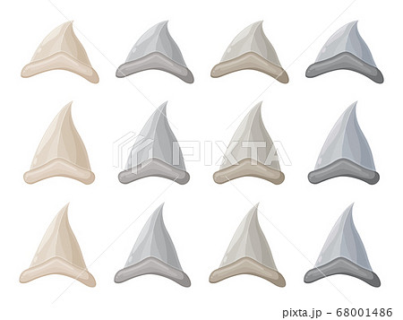 サメの歯の化石のイラスト 鮫の歯 セットのイラスト素材