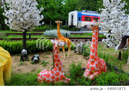 公園 列車 木 68001873
