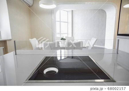 Modern electric stove surface in the kitchen close 68002157