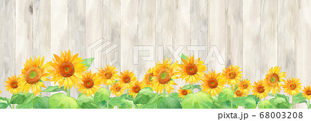 木製フェンスを背景にしたヒマワリが咲く庭 水彩イラスト シームレスパターン のイラスト素材 木製フェンスを背景にしたヒマワリが咲く庭 水彩イラスト シームレスパターン のイラスト素材