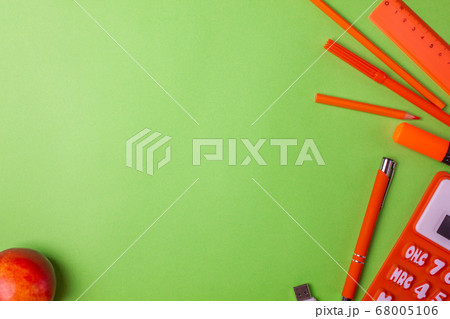 School supplies on colorfull background. Copy space 68005106