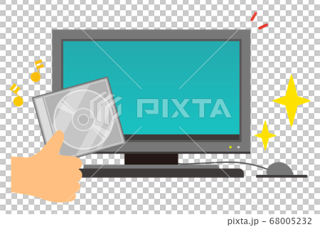 デスクトップパソコンとディスク 68005232