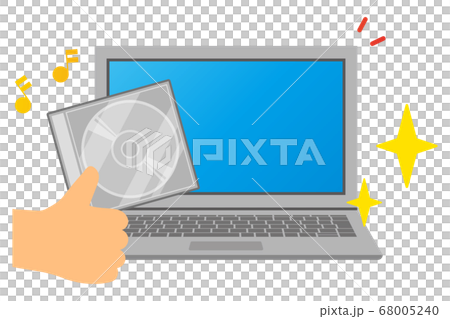 ノートパソコンとディスク 68005240