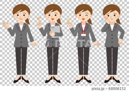 商務褲子套裝女人姿勢插圖集 68006152