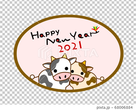 牛新年的材料框架可愛的牛親子透明圖像 68006884