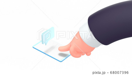 3d render cartoon business hand in suit with phone 68007396