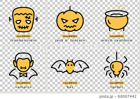 萬聖節線描圖標集 68007442