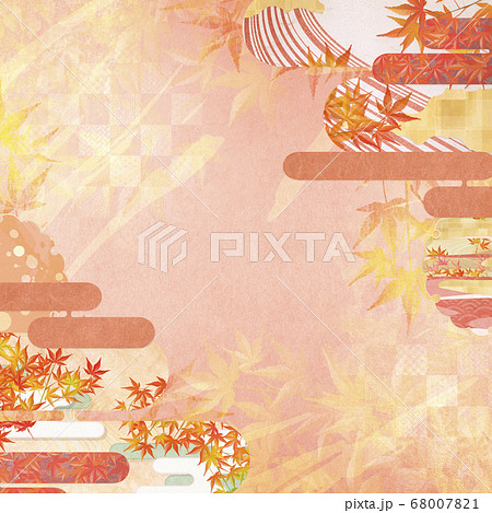 和紙の風合いを感じる背景イラスト 秋 紅葉の素材のイラスト素材