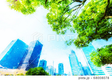 夏の東京ビル群 夏の東京ビル群 68008078