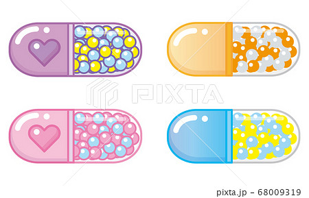 カプセル薬セットのイラスト素材