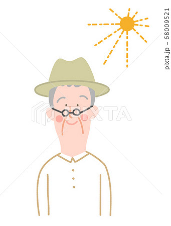 帽子をかぶる年配の男性のイラスト素材