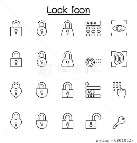 lock icon set in thin line style 68010627