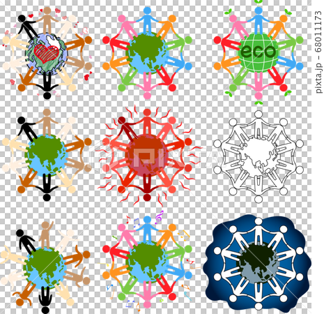 People icon set around the earth 68011173