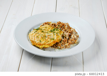 Chicken cutlet with buckwheat and mushrooms Chicken cutlet with buckwheat and mushrooms 68012413