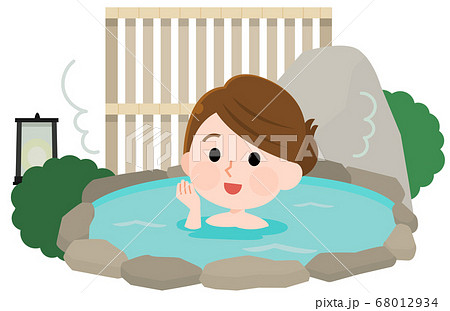 温泉 露天風呂に入る女の子 イラストのイラスト素材 68012934 Pixta