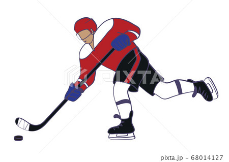 ice hockey player in action skating and kicking a ice hockey player in action skating and kicking a 68014127