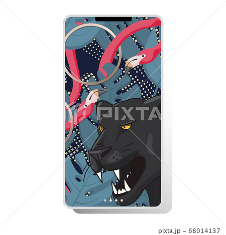 Screen of smartphone with black panther and pink 68014137