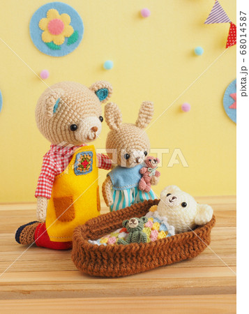 動物のあみぐるみの写真素材