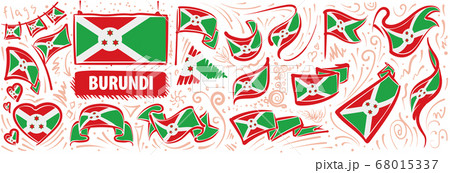 Vector set of the national flag of Burundi in various creative designs 68015337