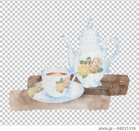 紅茶のティーセットの水彩画 68015338