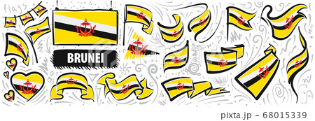 Vector set of the national flag of Brunei in various creative designs 68015339
