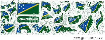 Vector set of the national flag of Solomon Islands in various creative designs 68015377
