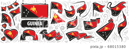 Vector set of the national flag of Papua New Guinea in various creative designs Vector set of the national flag of Papua New Guinea in various creative designs 68015380