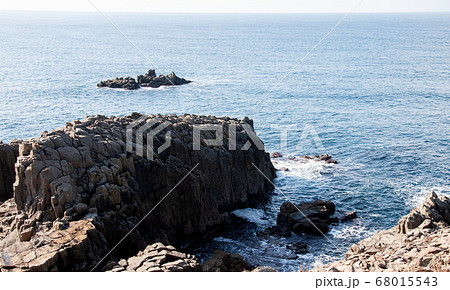 Tojinbo cliffs with blue sky on sunny day. Fukui, 68015543