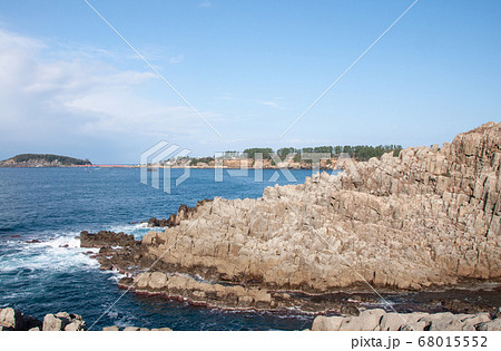 Tojinbo cliffs with blue sky on sunny day. Fukui, Tojinbo cliffs with blue sky on sunny day. Fukui, 68015552