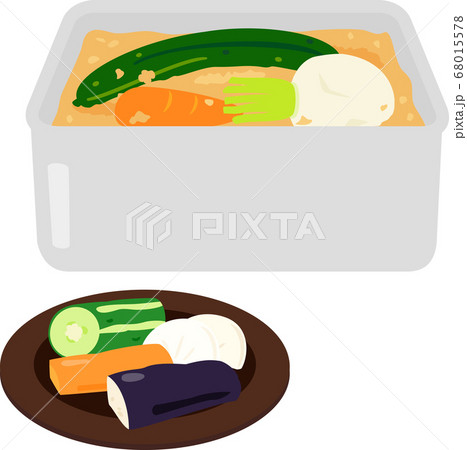 糠床に並べられた野菜 糠床に並べられた野菜 68015578