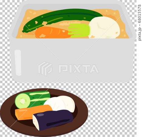 糠床に並べられた野菜 糠床に並べられた野菜 68015578