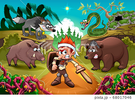 Hero fighting against his enemies Hero fighting against his enemies 68017046