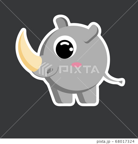 vector cute rhinoceros sticker template 68017324