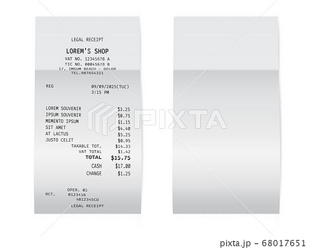 Template of a check from a shop or supermarket or 68017651