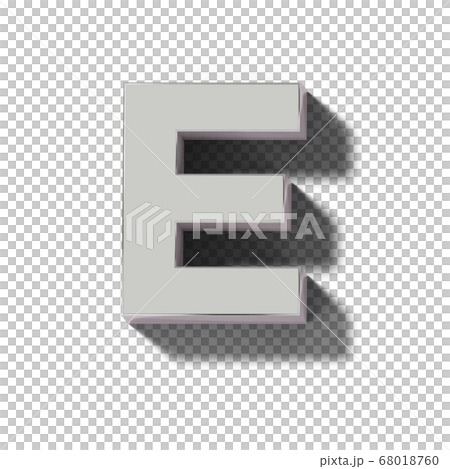 E of realistic silver letter block 68018760