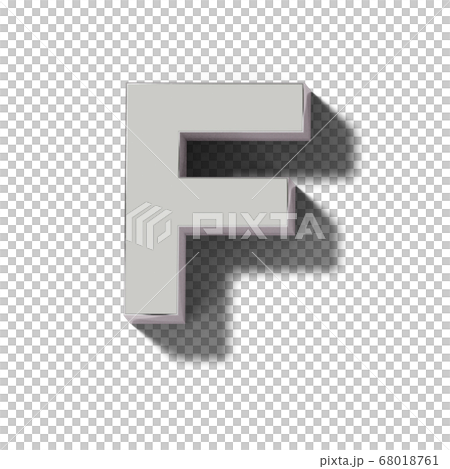 F of realistic silver letter block 68018761