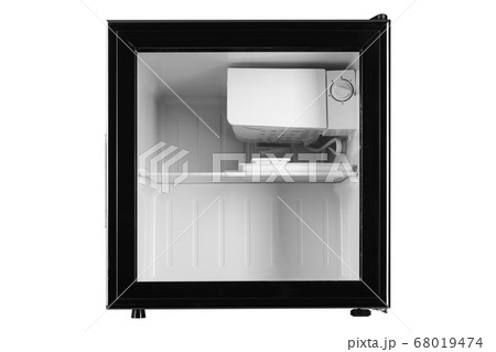 small black refrigerator with a glass door, 68019474