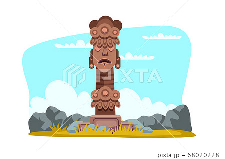 Tribal totem god religious symbol among stones 68020228