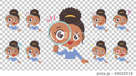 虫眼鏡 女の子 上半身 イラストのイラスト素材