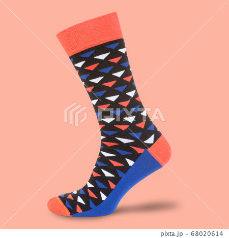 Multi-color socks on pantone punchy background, Multi-color socks on pantone punchy background, 68020614